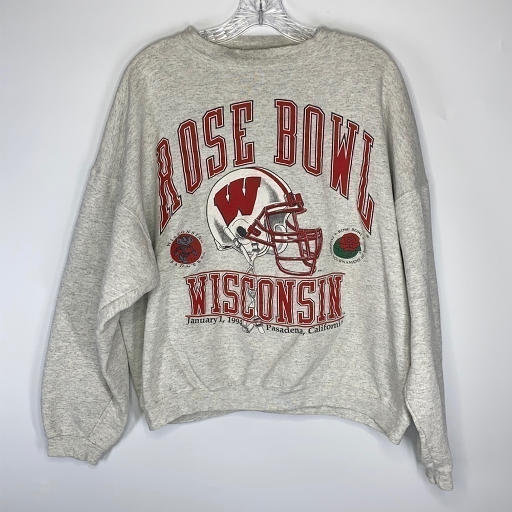 Vintage Galt Sand UW Badgers Football Rose Bowl 1994 Gray Crew Neck Sweatshirt